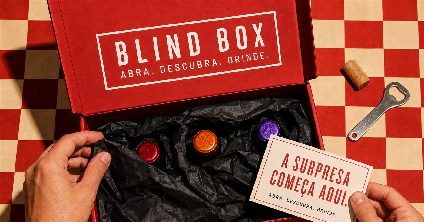 Blind Box aberta com três garrafas surpresa
